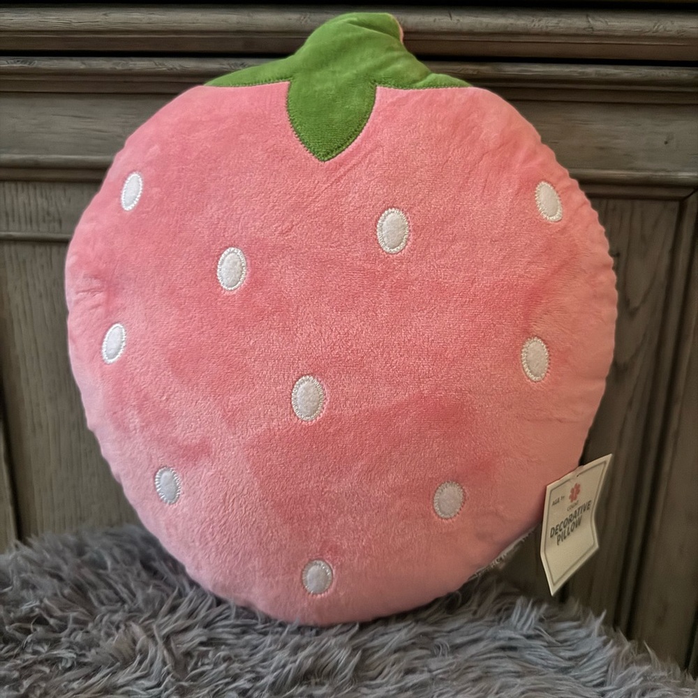 Charming Pink Strawberry Accent Pillow - Picture 3 of 3